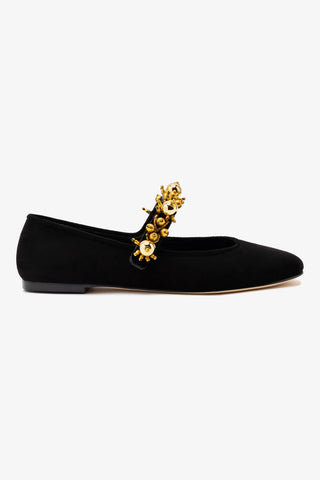 Larroudé x Libertine Verona In Black Suede and Golden Balls