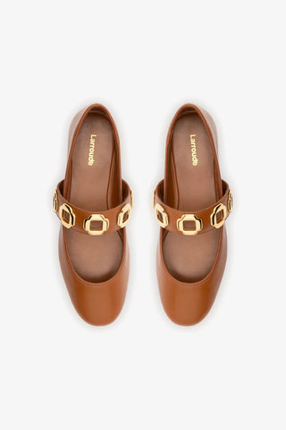 Milan Ballet Flat In Caramel Leather