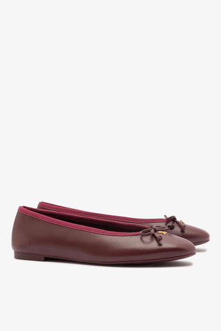 Pavlova Ballet Flat In Burgundy Leather Ballet Larroudé