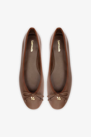 Pavlova Ballet Flat In Burnt Umber Leather Ballet Larroudé