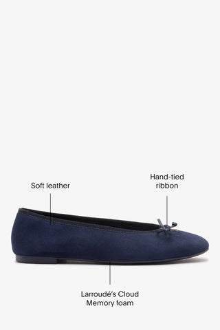 Pavlova Ballet Flat In Indigo Suede Ballet Larroudé