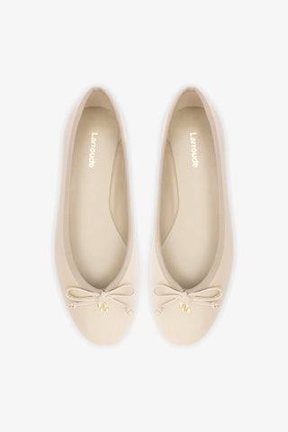 Pavlova Ballet Flat In Mushroom Grey Leather Ballet Larroudé