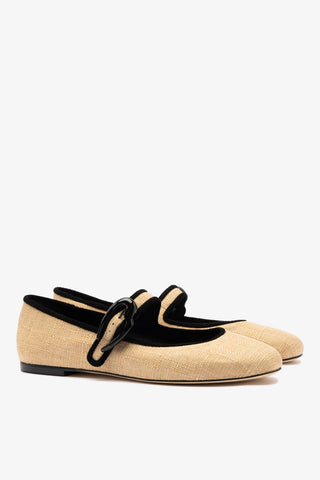 Verona Ballet Flat Beige Raffia Ballet Larroudé