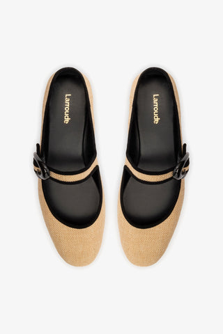 Verona Ballet Flat Beige Raffia Ballet Larroudé