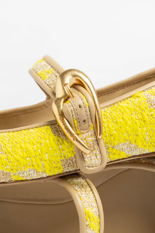 Verona Ballet Flat Yellow Printed Fabric Ballet Flat Larroude