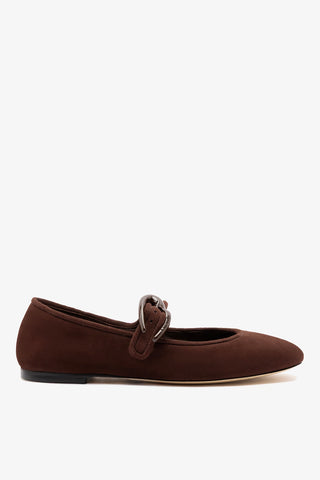 Verona Ballet Flat In Brown Suede Ballet Larroudé