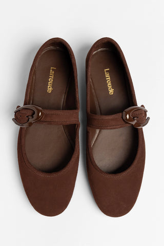 Verona Ballet Flat In Brown Suede Ballet Larroudé