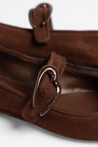 Verona Ballet Flat In Brown Suede Ballet Larroudé