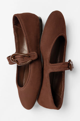 Verona Ballet Flat In Brown Suede Ballet Larroudé