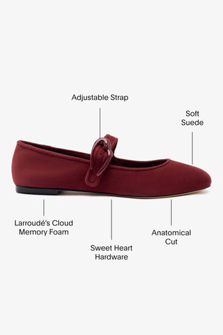 Verona Ballet Flat In Burgundy Suede Ballet Larroudé
