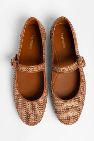 Verona Ballet Flat Caramel Raffia Ballet Flat Larroude