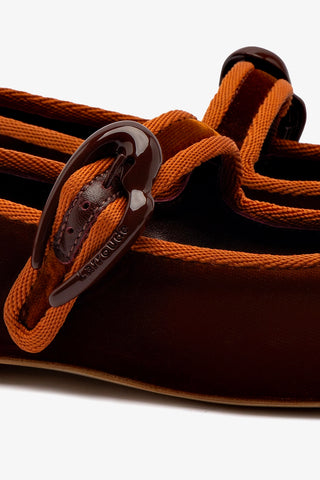 Verona Ballet Flat In Cuoio Velvet