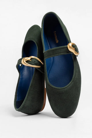Verona Ballet Flat Deep Olivine Suede Ballet Larroudé