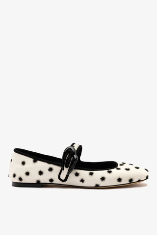 Verona Ballet Flat Ivory Polka Dots Fabric