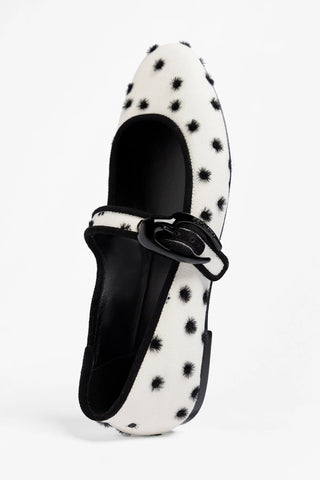Verona Ballet Flat Ivory Polka Dots Fabric