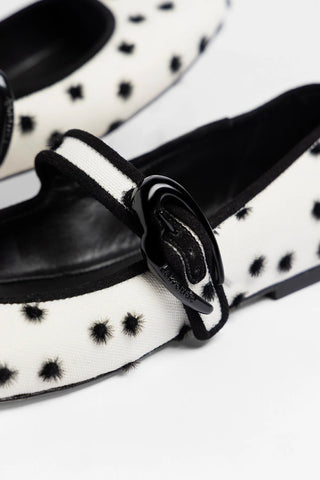 Verona Ballet Flat Ivory Polka Dots Fabric
