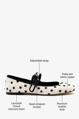 Verona Ballet Flat Ivory Polka Dots Fabric