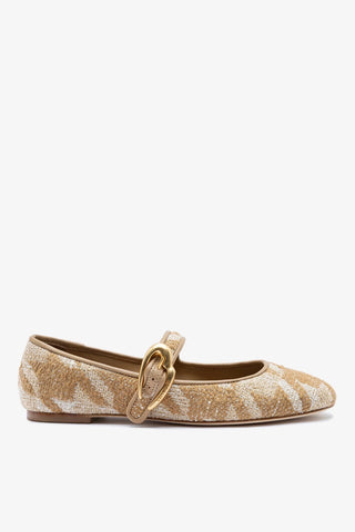 Verona Ballet Flat Latte Printed Fabric