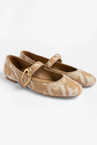 Verona Ballet Flat Latte Printed Fabric