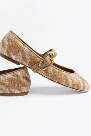 Verona Ballet Flat Latte Printed Fabric