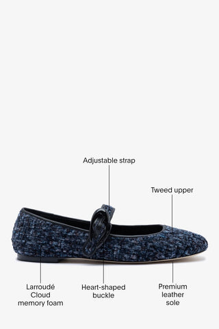 Verona Ballet Flat Midnight Blue Tweed