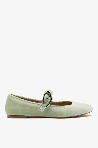 Verona Ballet Flat Mint Green Velvet