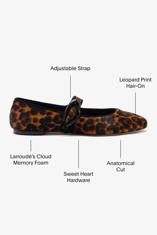 Verona Ballet Flat In Leopard Print Calf Hair Ballet Larroudé