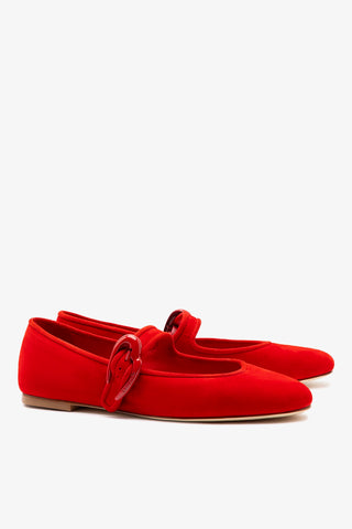 Verona Ballet Flat In Scarlet Suede