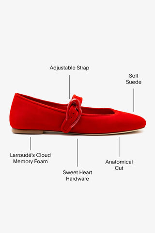 Verona Ballet Flat In Scarlet Suede