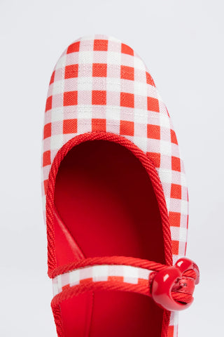 Verona Ballet Flat Scarlet Printed Fabric