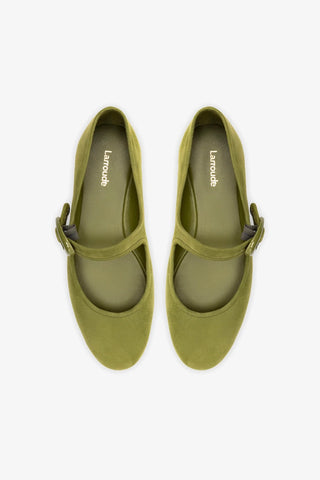 Verona Ballet Flat In Seaweed Suede