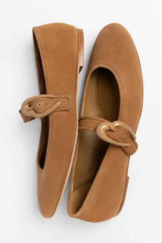 Verona Ballet Flat Tobacco Suede Ballet Larroudé