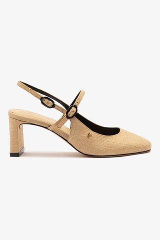 Georgina Pump In Beige Raffia and Black Trimming