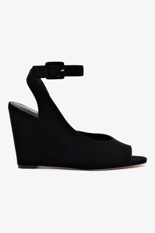 Deena By Larroudé Wedge Sandal In Black Suede