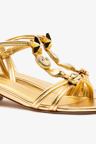 Shelly Flat Sandal In Gold Metallic Leather