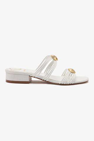 Shelly Flat Mule In White Leather