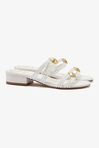 Shelly Flat Mule In White Leather