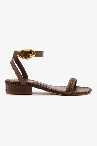 Verona Flat Sandal In Burnt Umber Leather