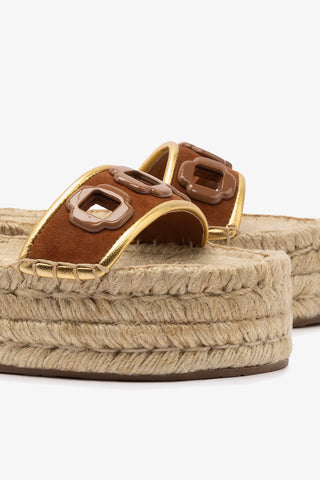 Milan Espadrille Flatform In Caramel Suede