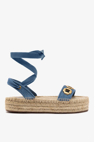 Milan Espadrille Flatform In Blue Stoned Denim