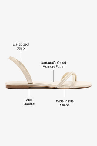 Annie Flat In Ivory Leather
