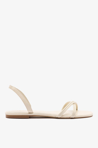 Annie Flat In Ivory Leather