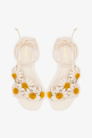 Fiore Flat Sandal Ivory Leather Sandal Larroudé
