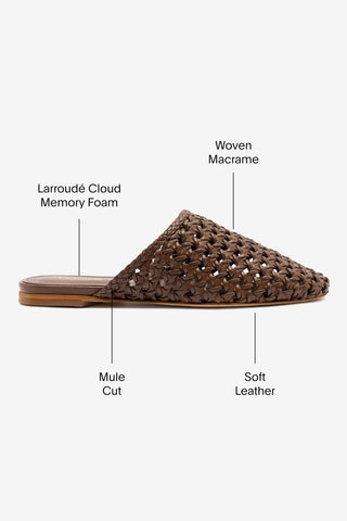 Venice Macrame Flat Mule In Burnt Umber Leather