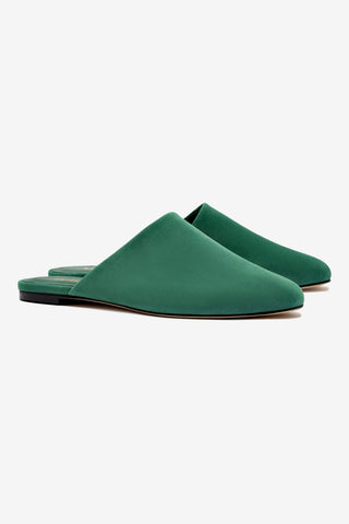 Venice Flat Mule and Pouch Kit In Emerald Suede