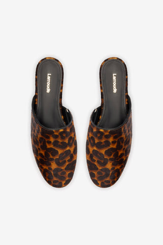 Venice Flat Mule In Leopard Print Calf Hair