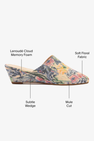 Larroudé x Markarian Venice Wedge In Ash Blue Floral Demetra