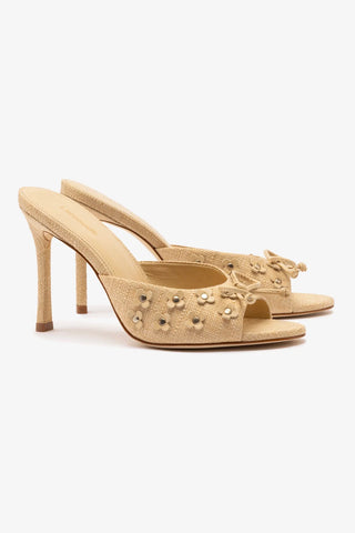 Jasmine Hi Mule In Beige Raffia