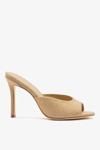 Jasmine Hi Mule Beige Raffia Mule Larroudé