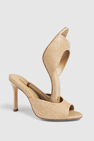 Jasmine Hi Mule Beige Raffia Mule Larroudé